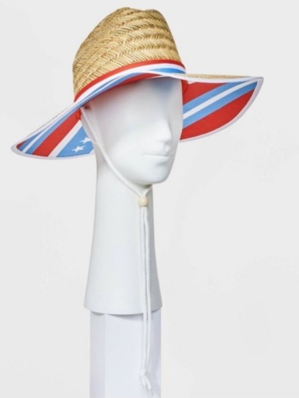Americana Striped Lifeguard Sun Seeker Hat - White/Blue/Red